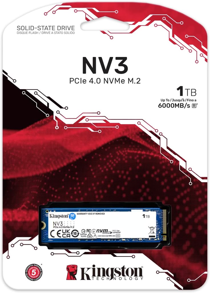 Kingston NV3 NVMe PCIe 4.0 Internal SSD 1TB M.2 2280-SNV3S/1000G